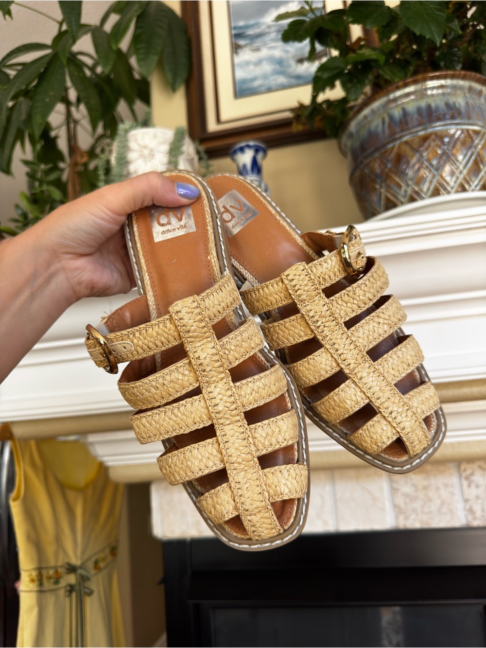 Dolce Vita Fyona Raffia Fisherman Sandals Boho Woven Summer 7.5